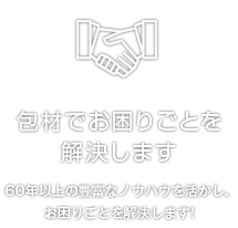 包材でお困りごとを解決します 60年以上の豊富なノウハウを活かし、お困りごとを解決します!